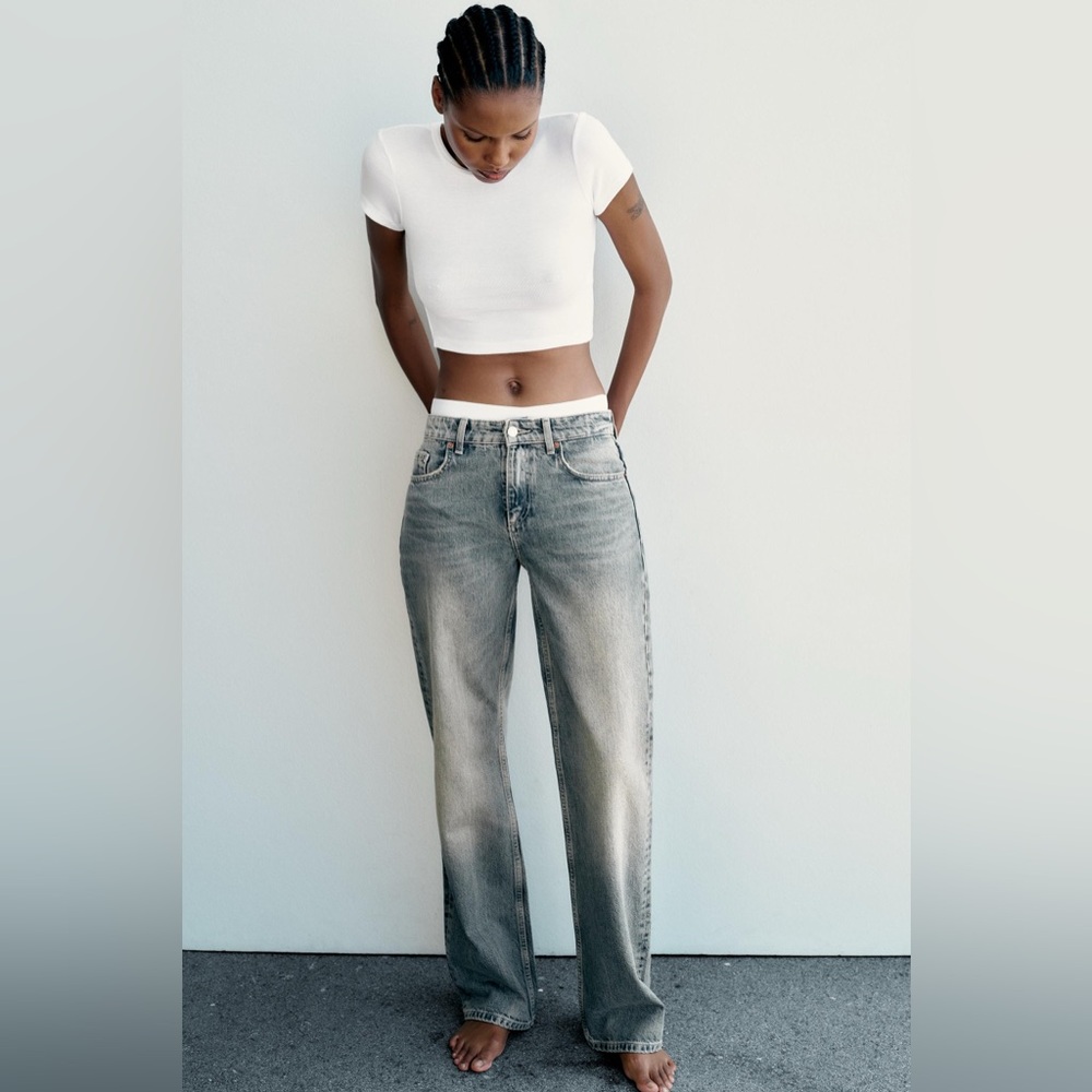 ZARA FULL LENGTH TRF MID-RISE WIDE LEG JEANS / REF. 6688/328